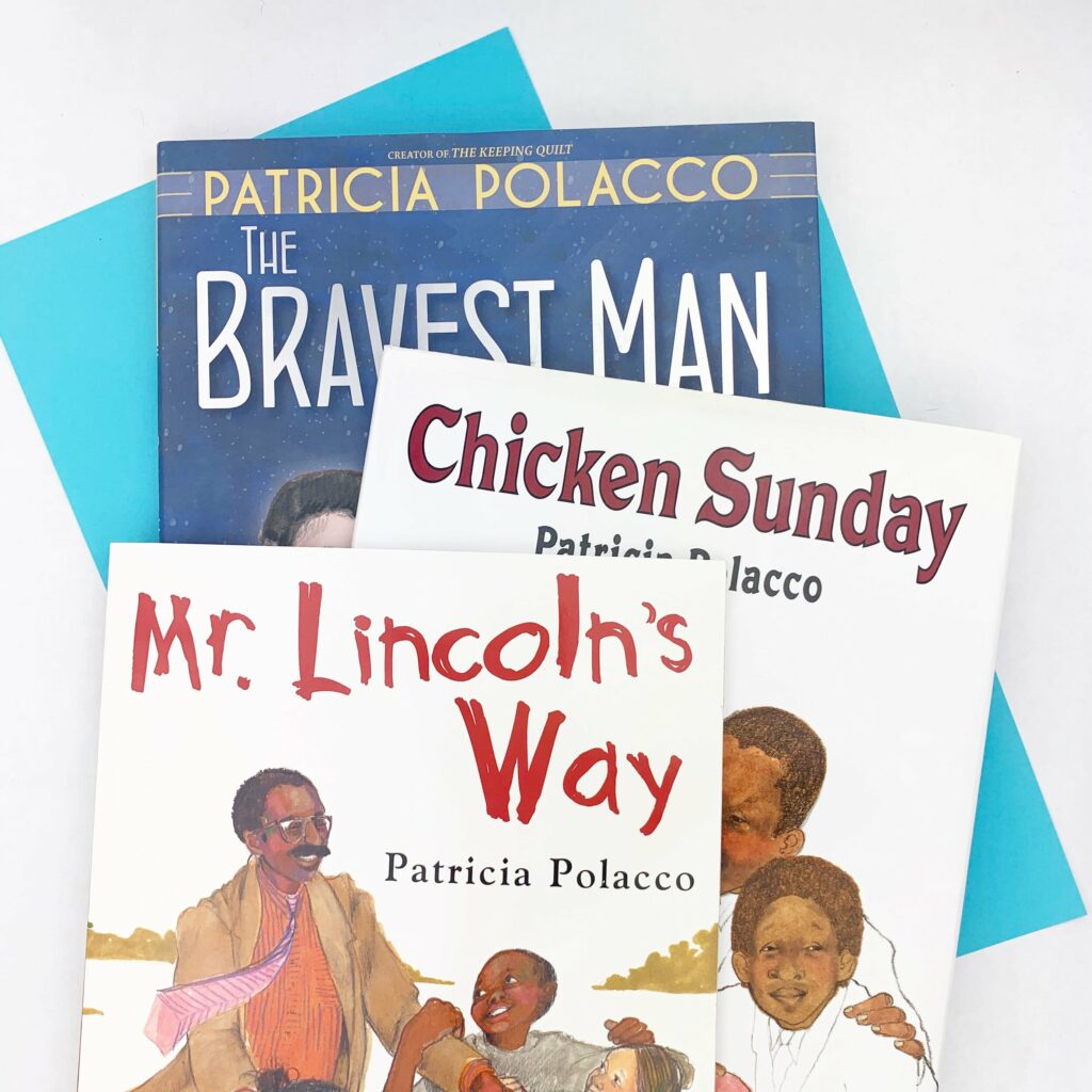 image shows three Patricia Polacco books you could use for an author study.