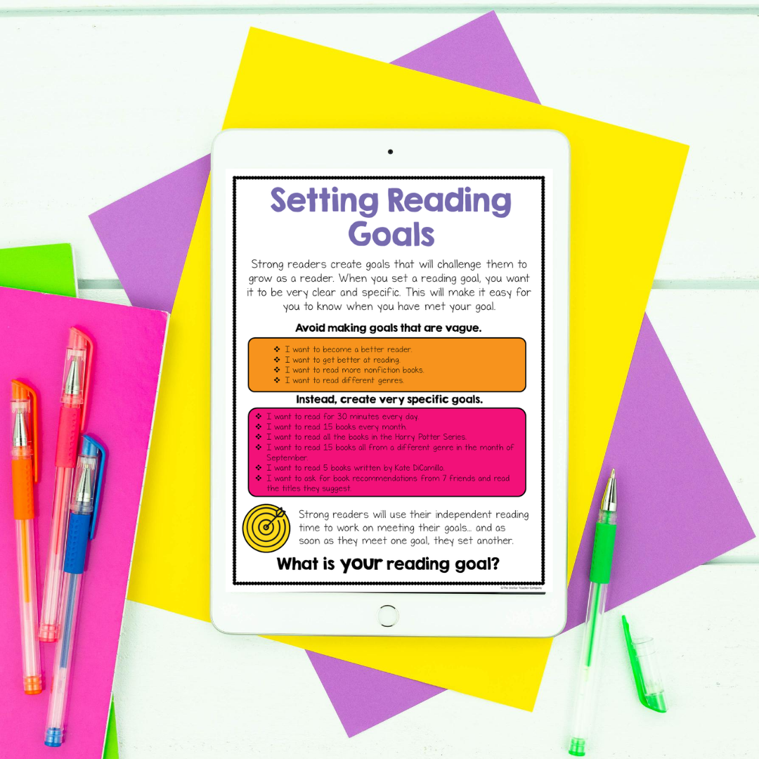 reading goals anchor chart