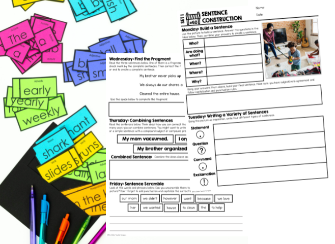 These sentence writing activities will give your students constant and continuous opportunities to practice and refine their ability to understand and write various sentences.