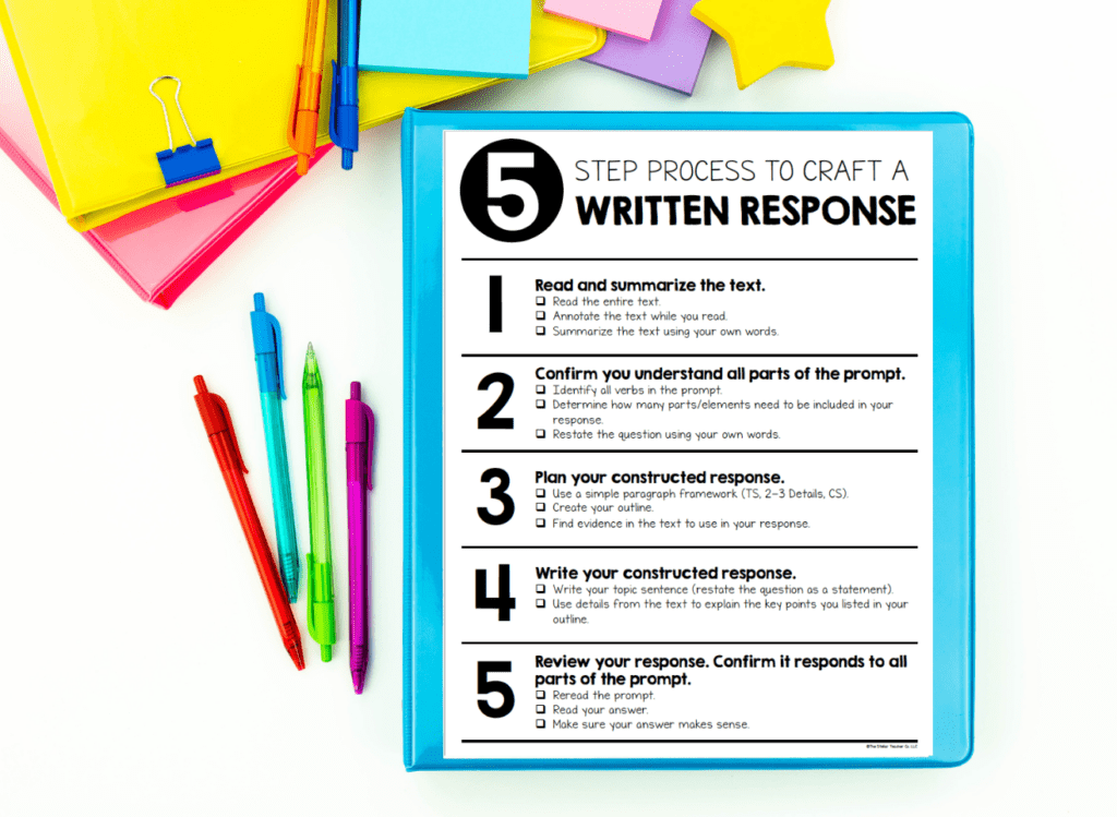 It is important to give students tools they can use to feel more confident with constructed response writing. 