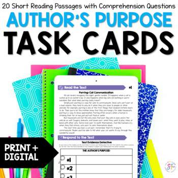 Author's Purpose Task Cards  Reading Comprehension Game –  AimeesEdventuresLLC