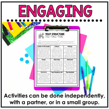 Reading Strategy Tic Tac Toe for Fiction Texts Worksheet